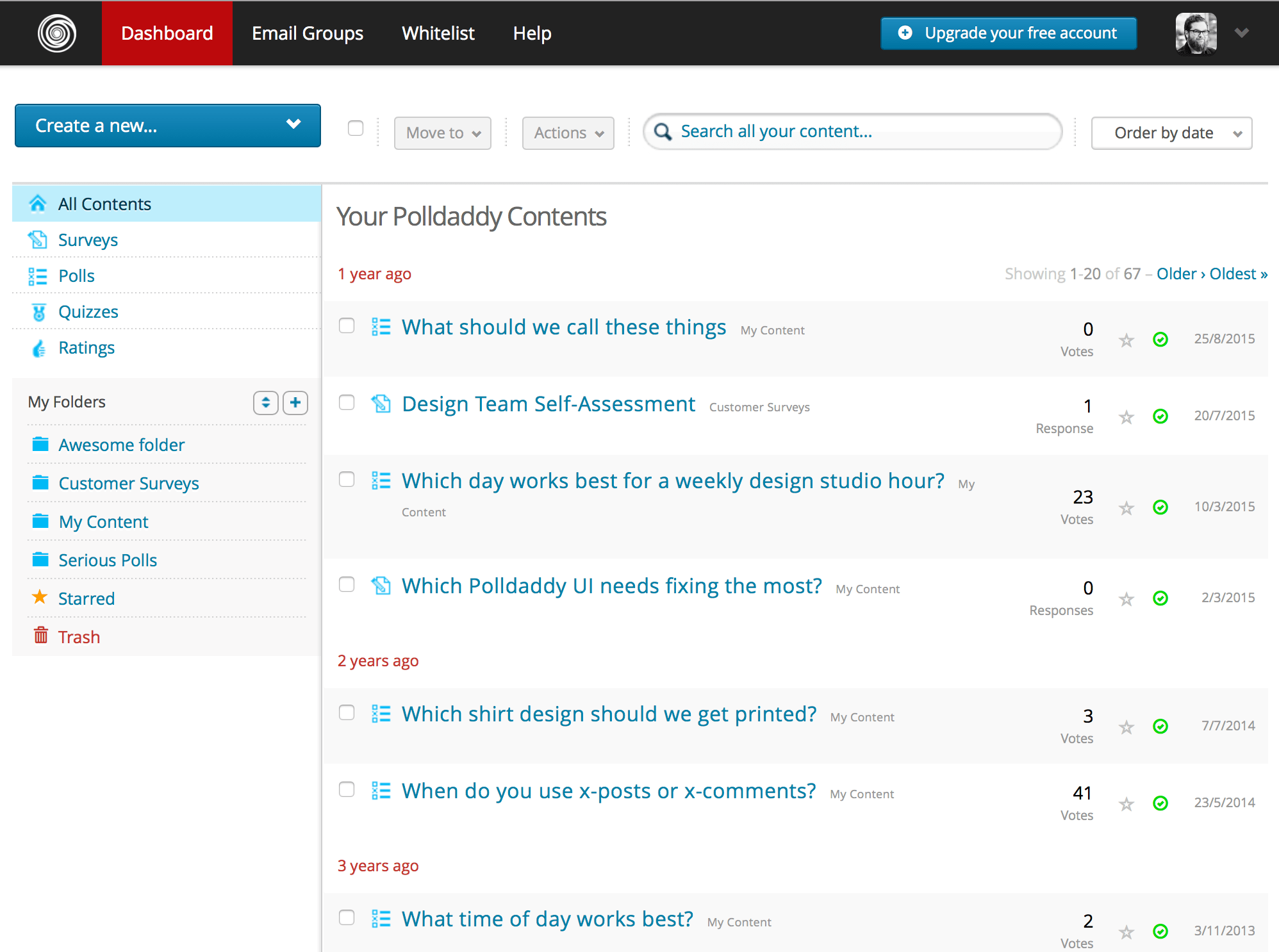 Скриншот (снимок экрана) Polldaddy
