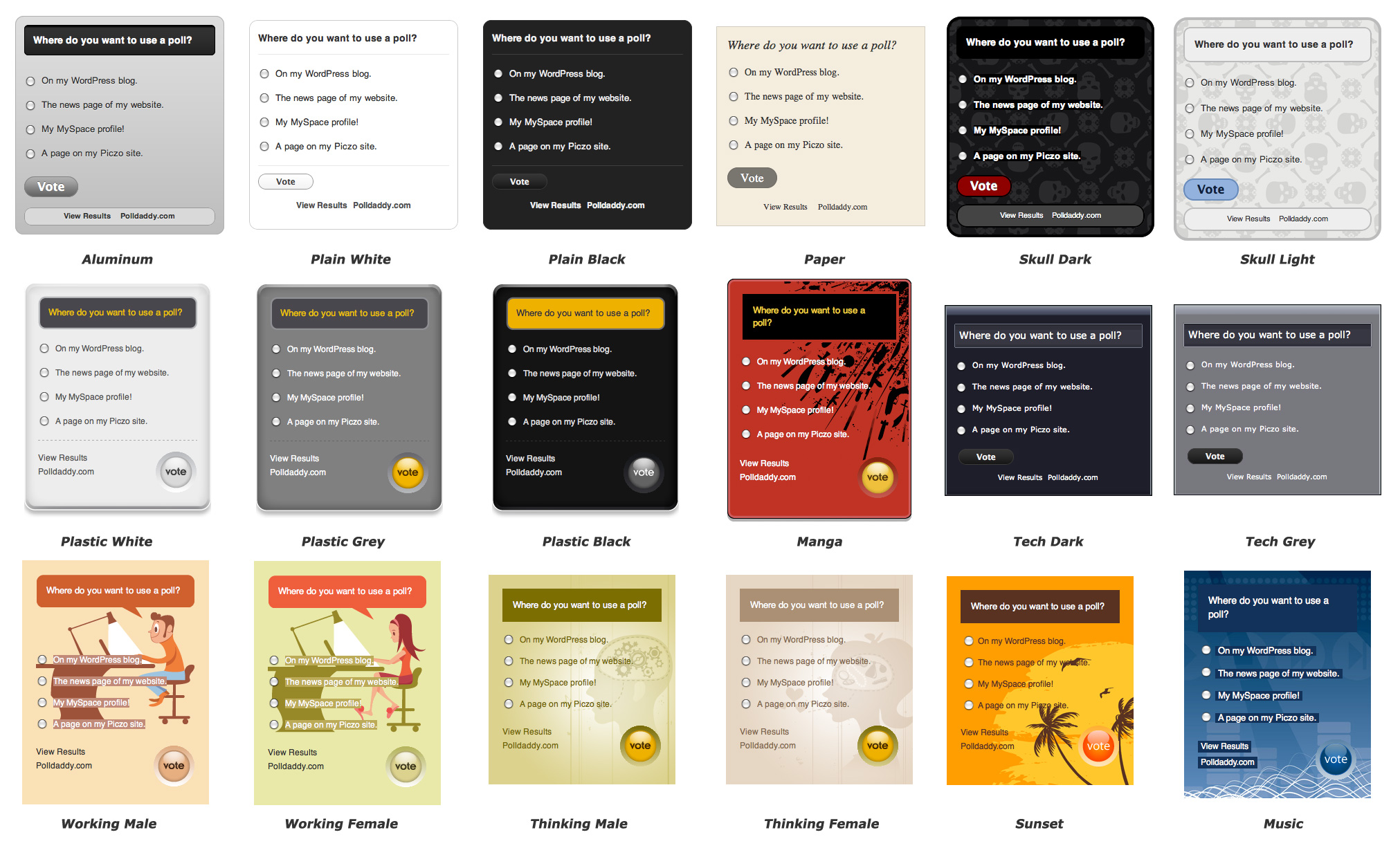 Скриншот (снимок экрана) Polldaddy