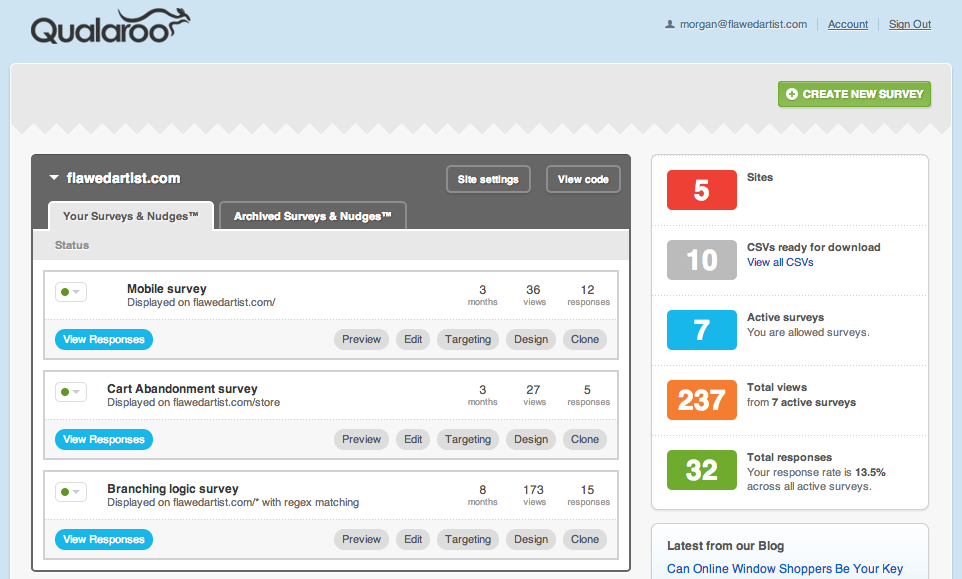 Скриншот (снимок экрана) Qualaroo