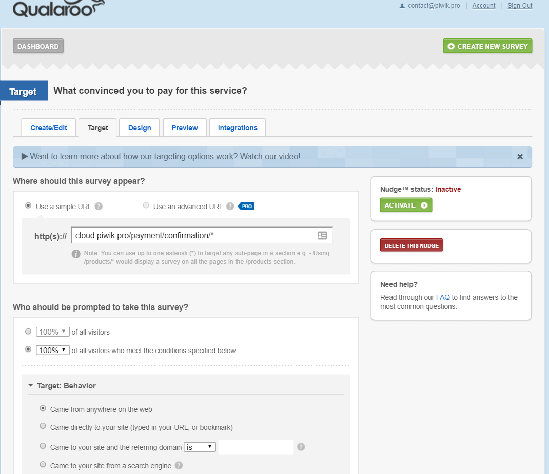 Скриншот (снимок экрана) Qualaroo