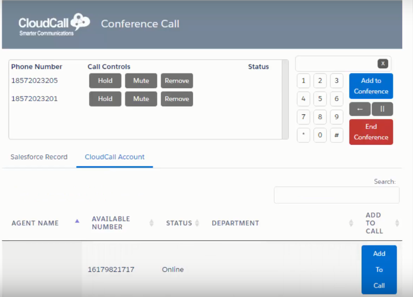 Скриншот (снимок экрана) CloudCall
