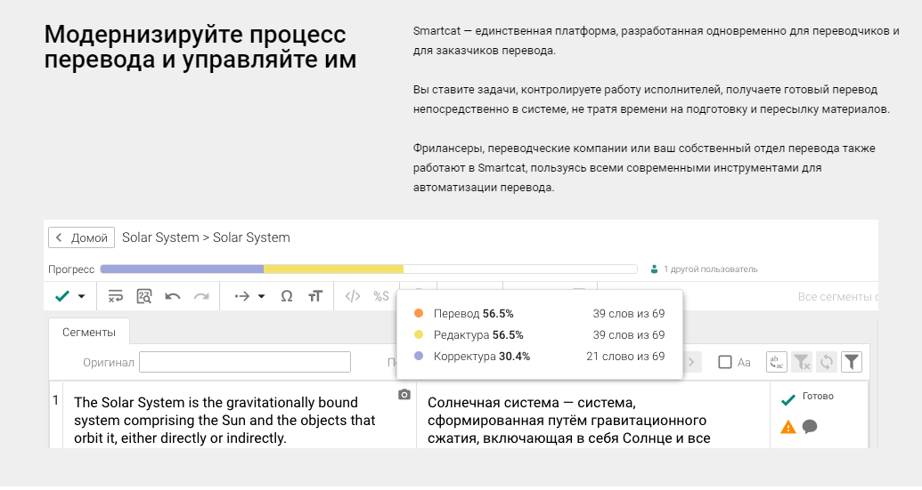 Скриншот (снимок экрана) SmartCAT