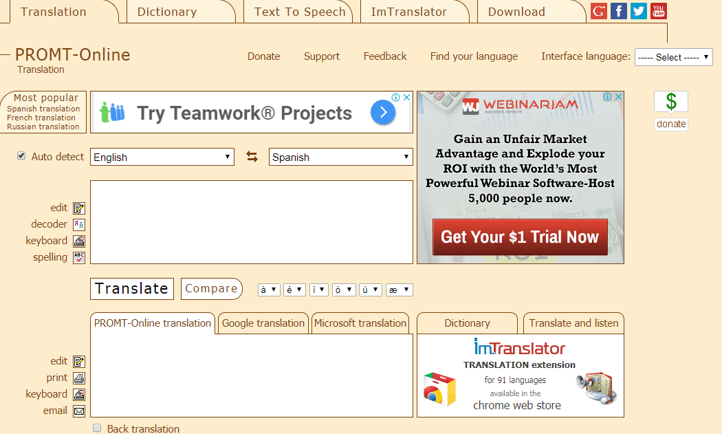 Скриншот (снимок экрана) ImTranslator