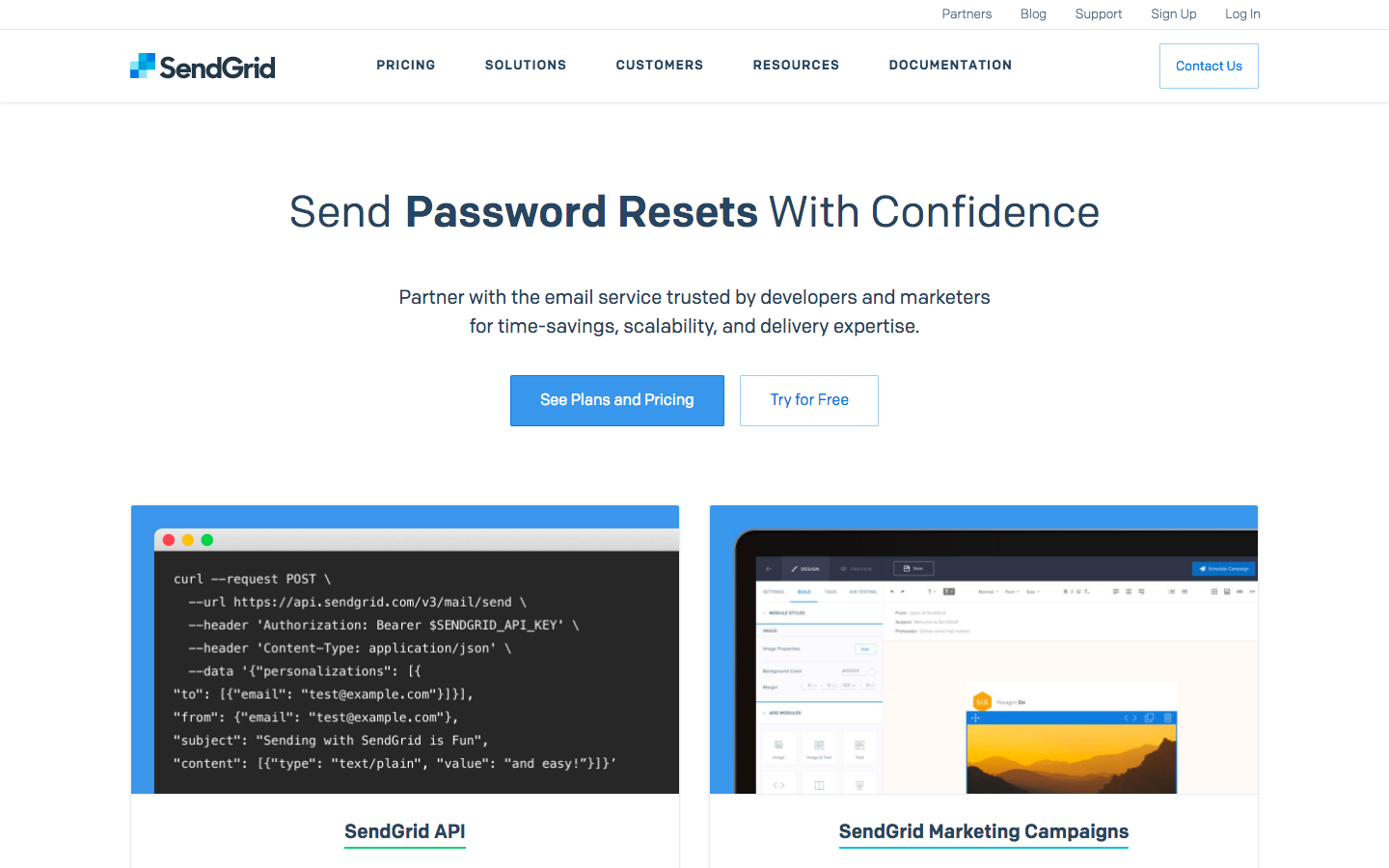 Скриншот (снимок экрана) Sendgrid