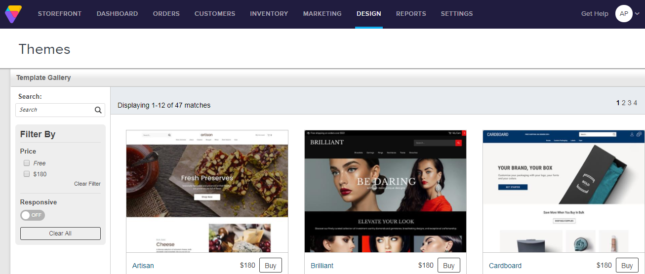 Скриншот (снимок экрана) Volusion