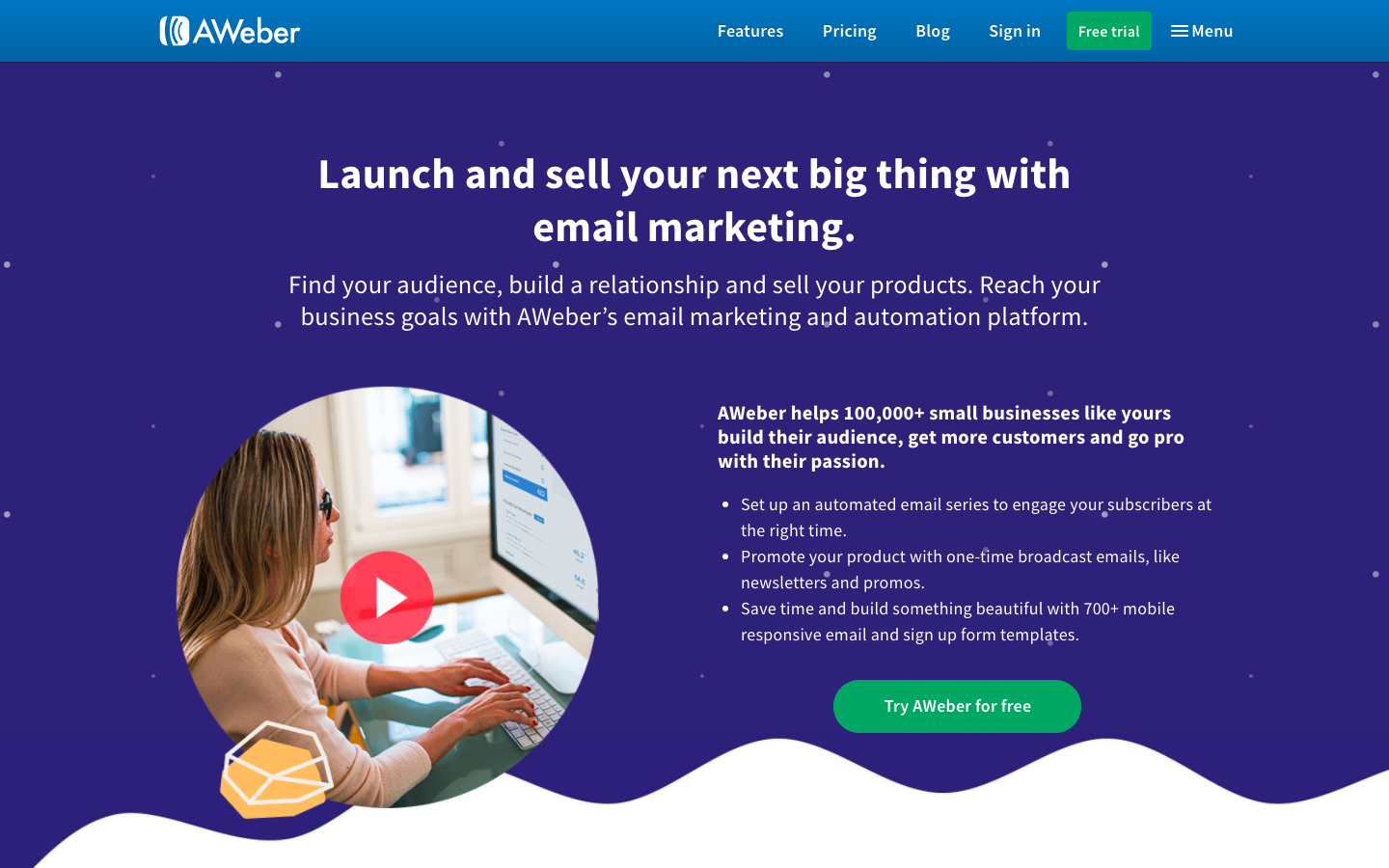 Скриншот (снимок экрана) Aweber