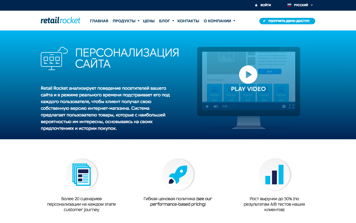 Скриншот (снимок экрана) Retailrocket