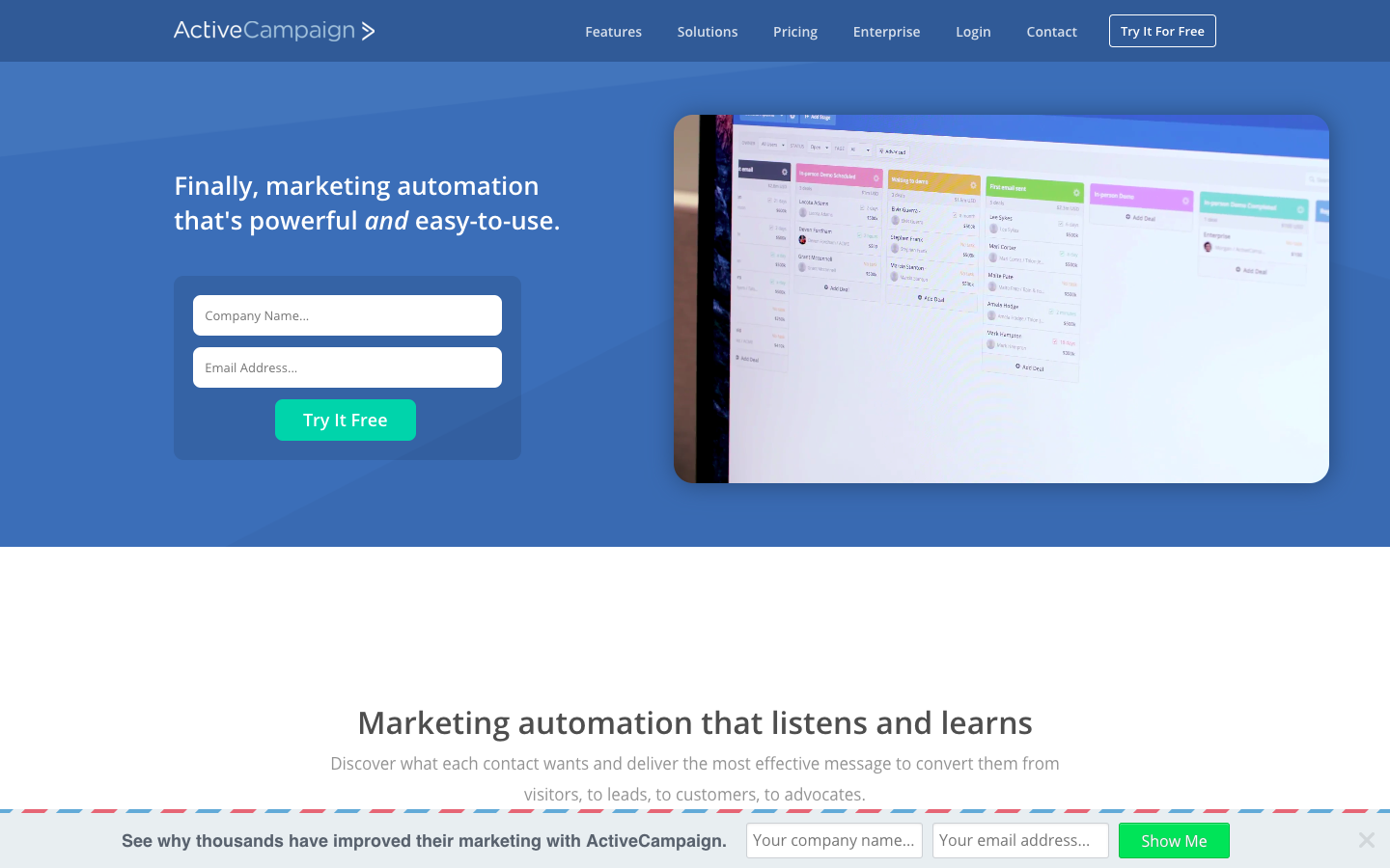 Скриншот (снимок экрана) ActiveCampaign