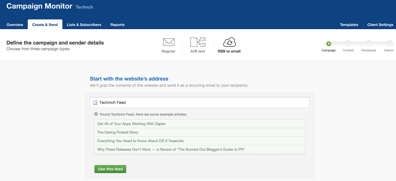 Скриншот (снимок экрана) Campaign monitor