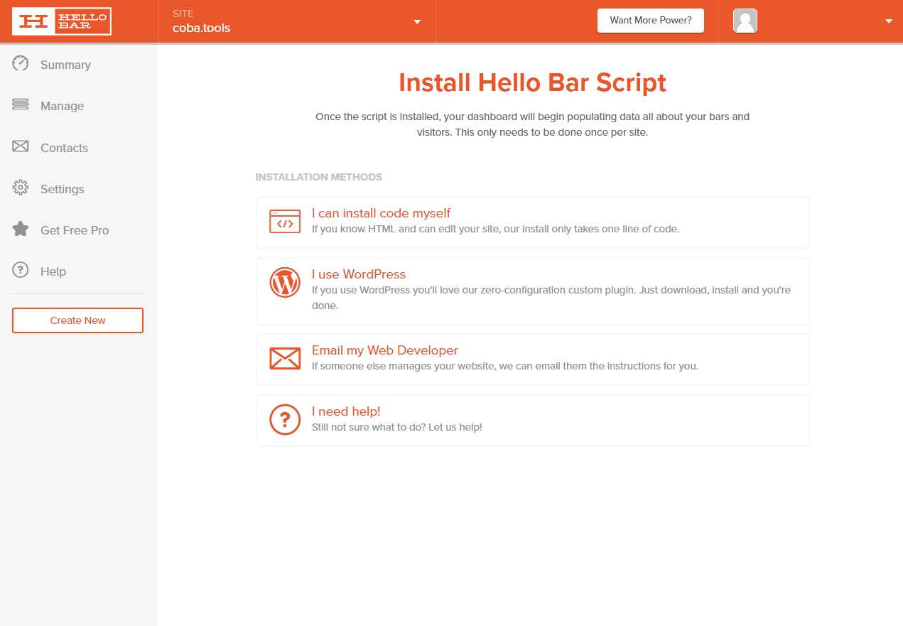 Скриншот (снимок экрана) Hello Bar