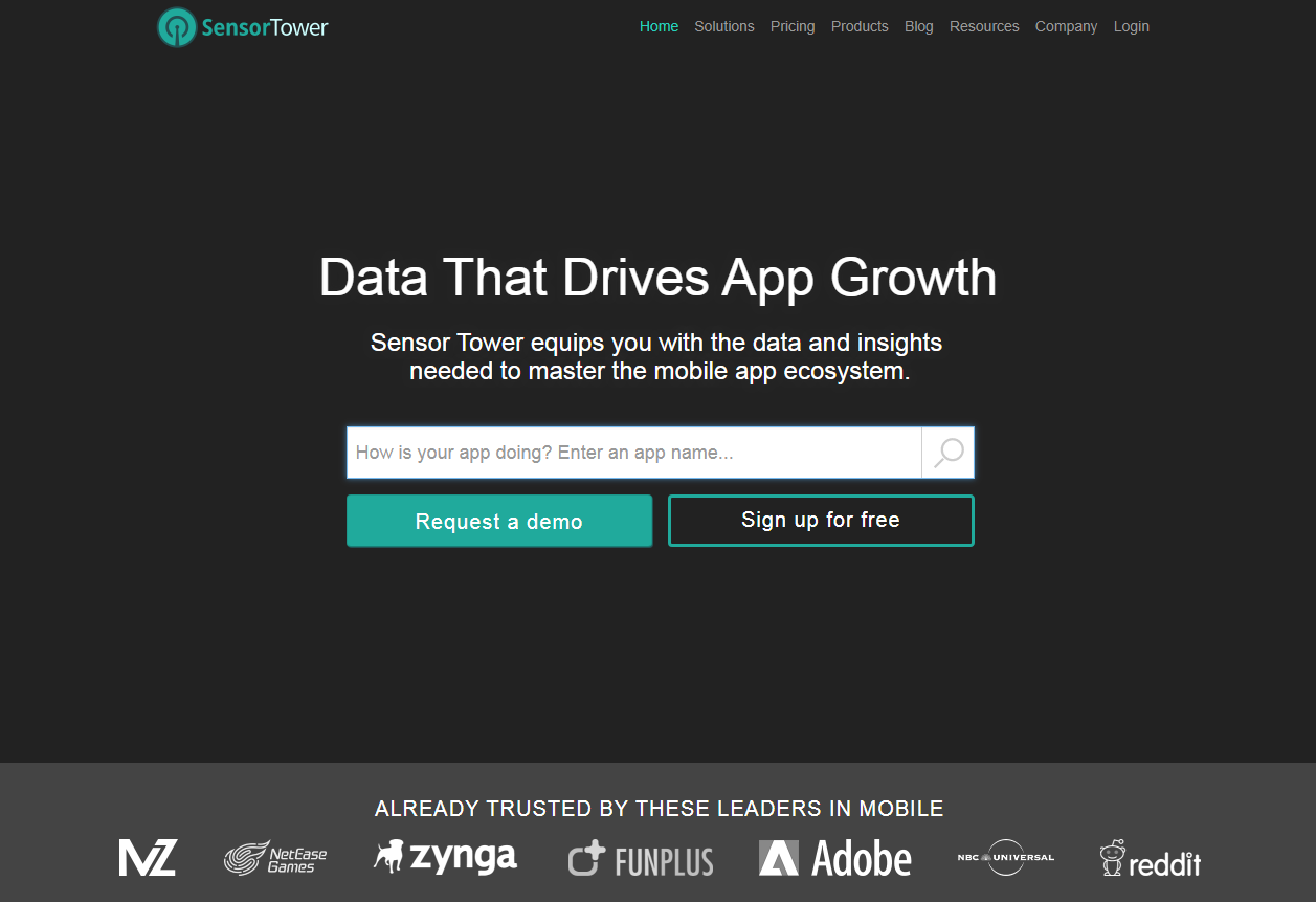 Скриншот (снимок экрана) Sensor Tower