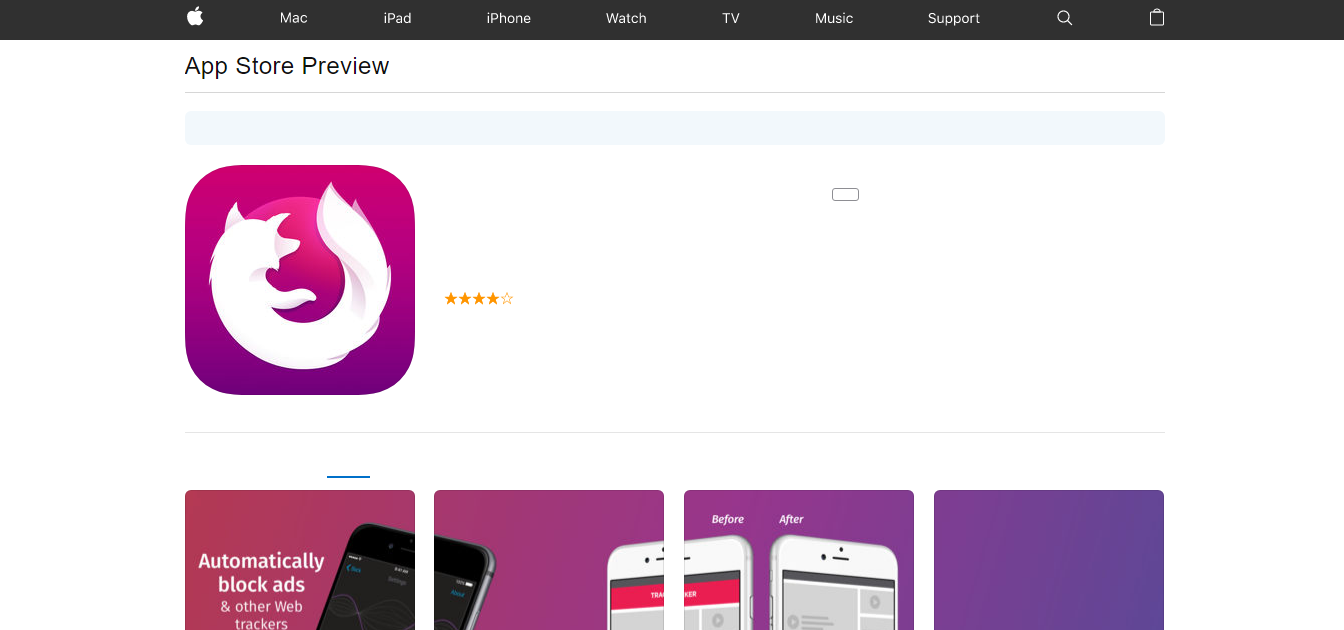 Скриншот (снимок экрана) Firefox Focus