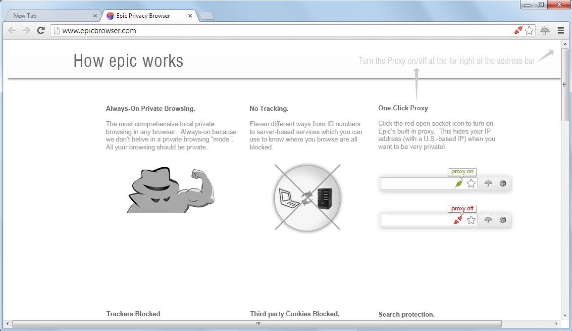Скриншот (снимок экрана) Epic Privacy Browser