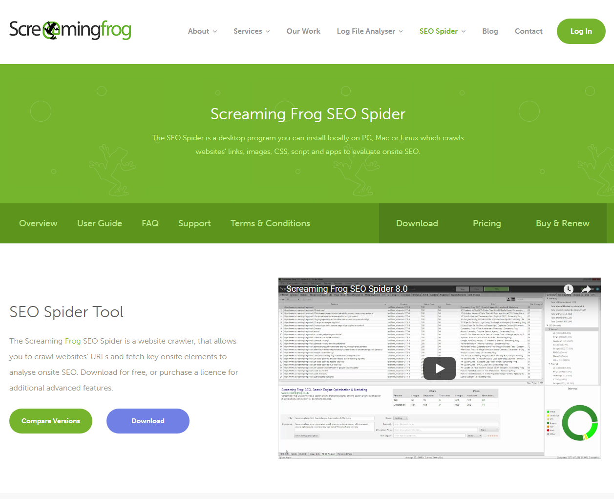 Скриншот (снимок экрана) Screaming Frog SEO Spider