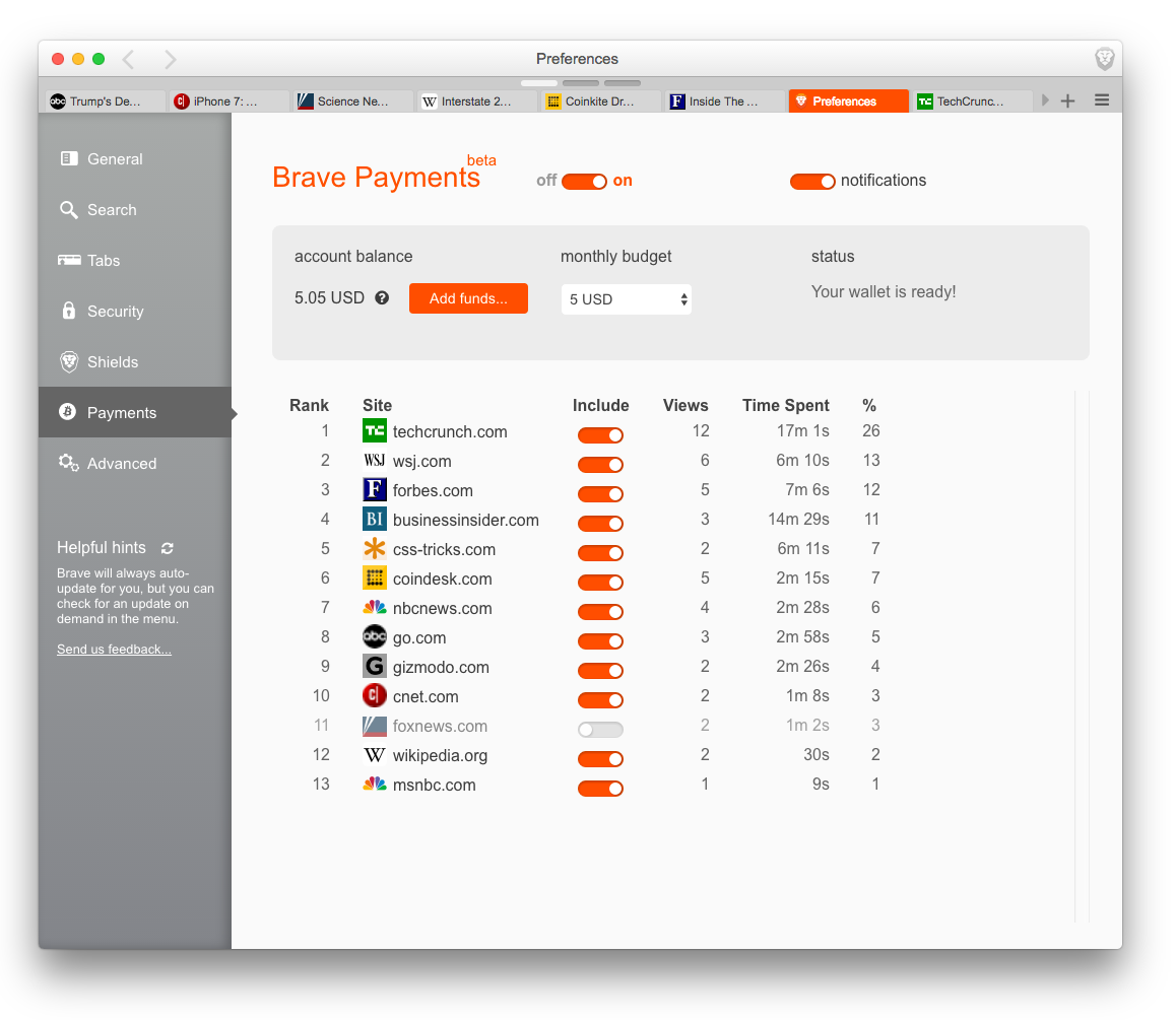 Скриншот (снимок экрана) Brave