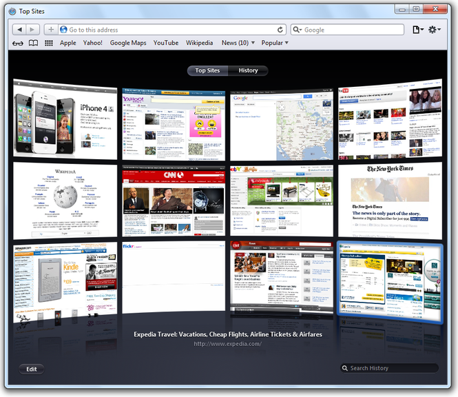 Скриншот (снимок экрана) Safari