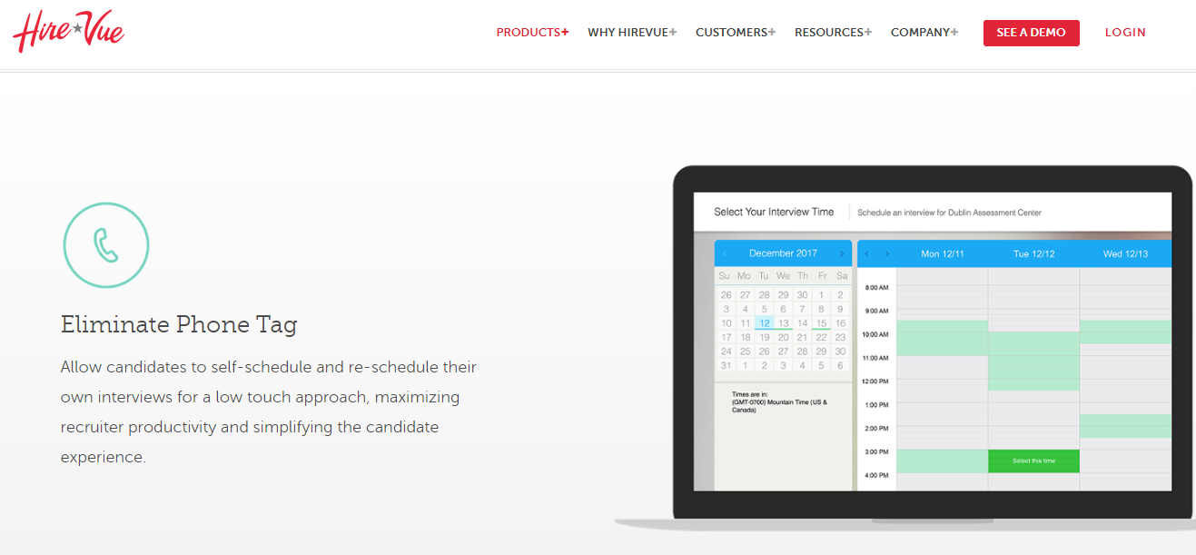 Скриншот (снимок экрана) HireVue Build