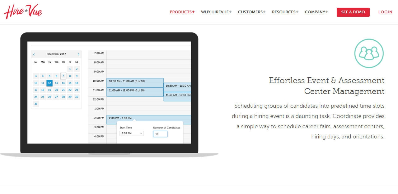 Скриншот (снимок экрана) HireVue Build