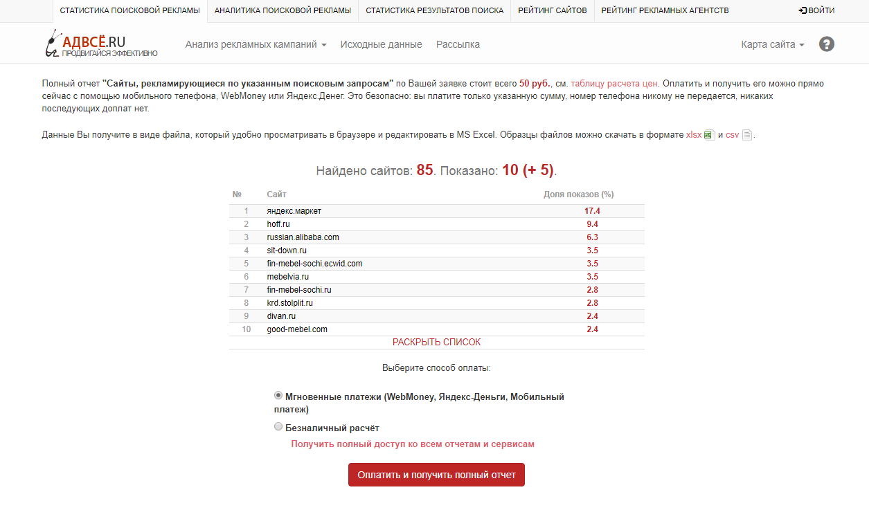 Скриншот (снимок экрана) Advse