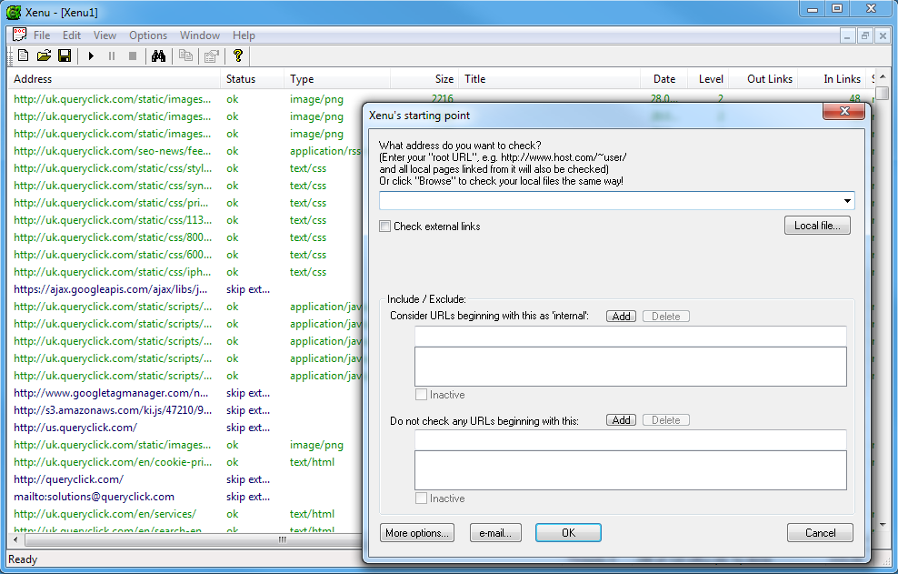 Скриншот (снимок экрана) Xenu’s Link Sleuth