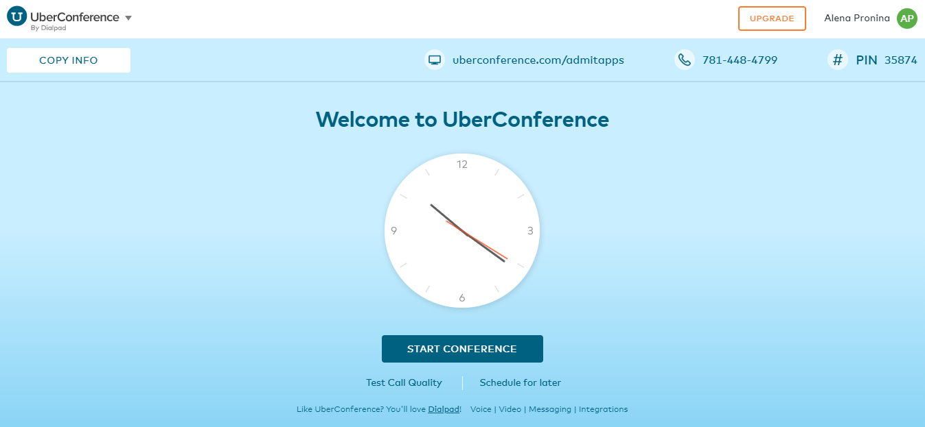 Скриншот (снимок экрана) UberConference