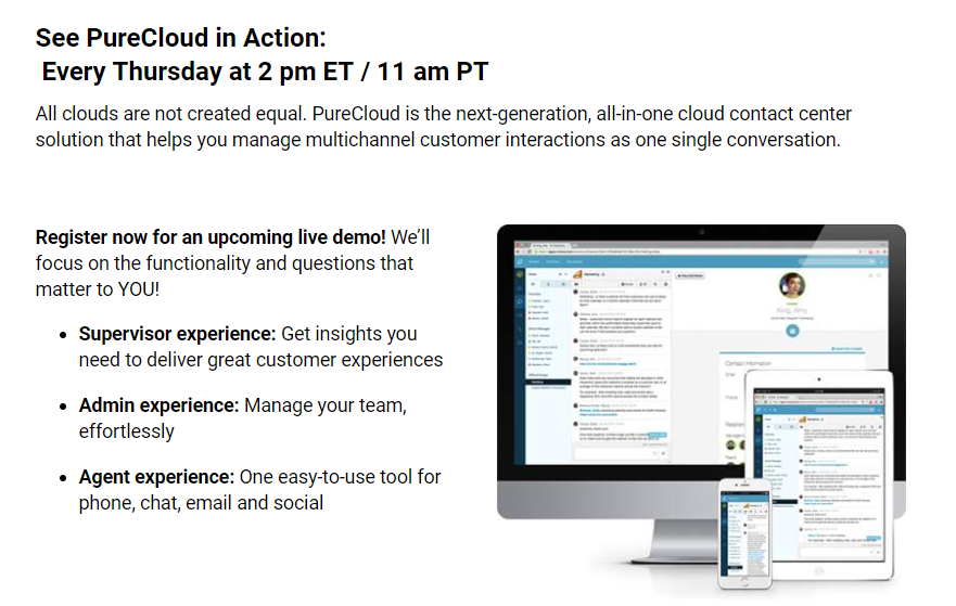 Скриншот (снимок экрана) PureCloud