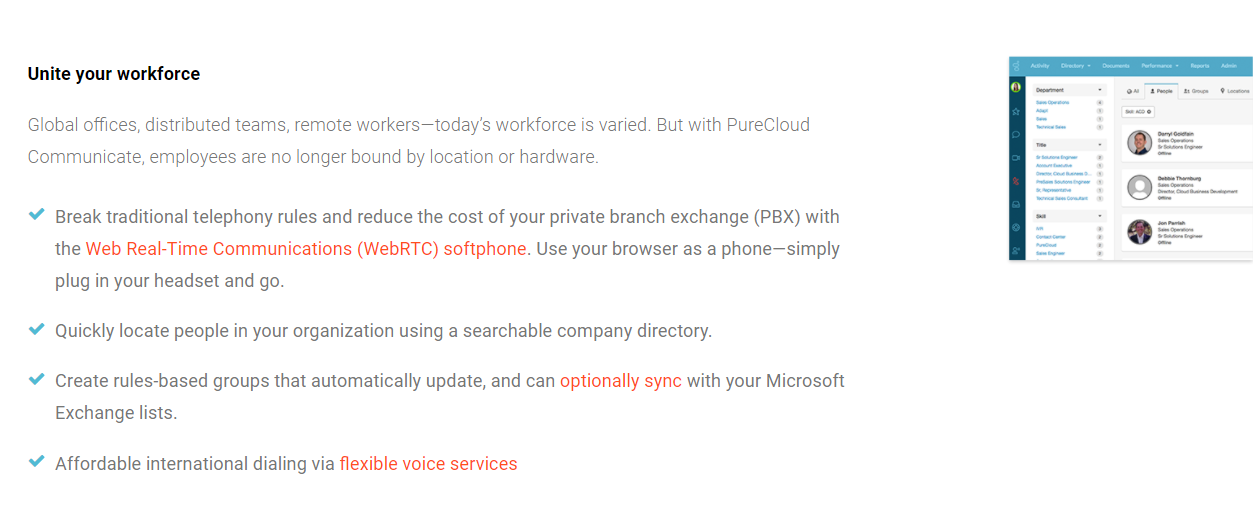 Скриншот (снимок экрана) PureCloud