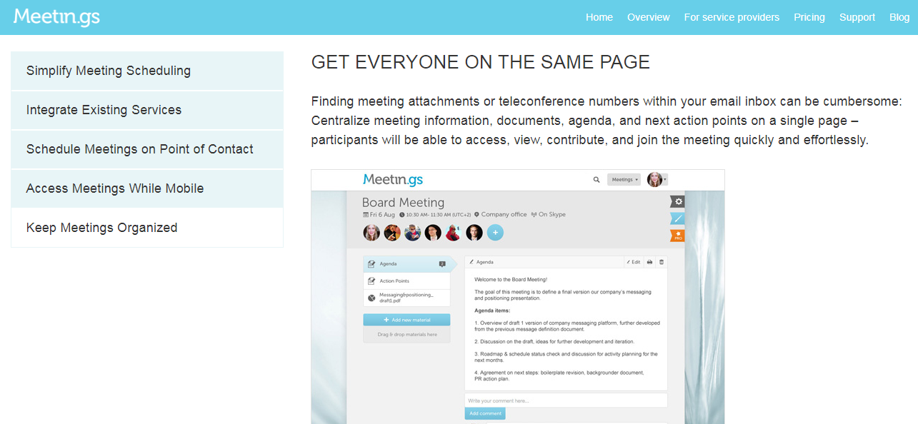Скриншот (снимок экрана) Meetin.gs