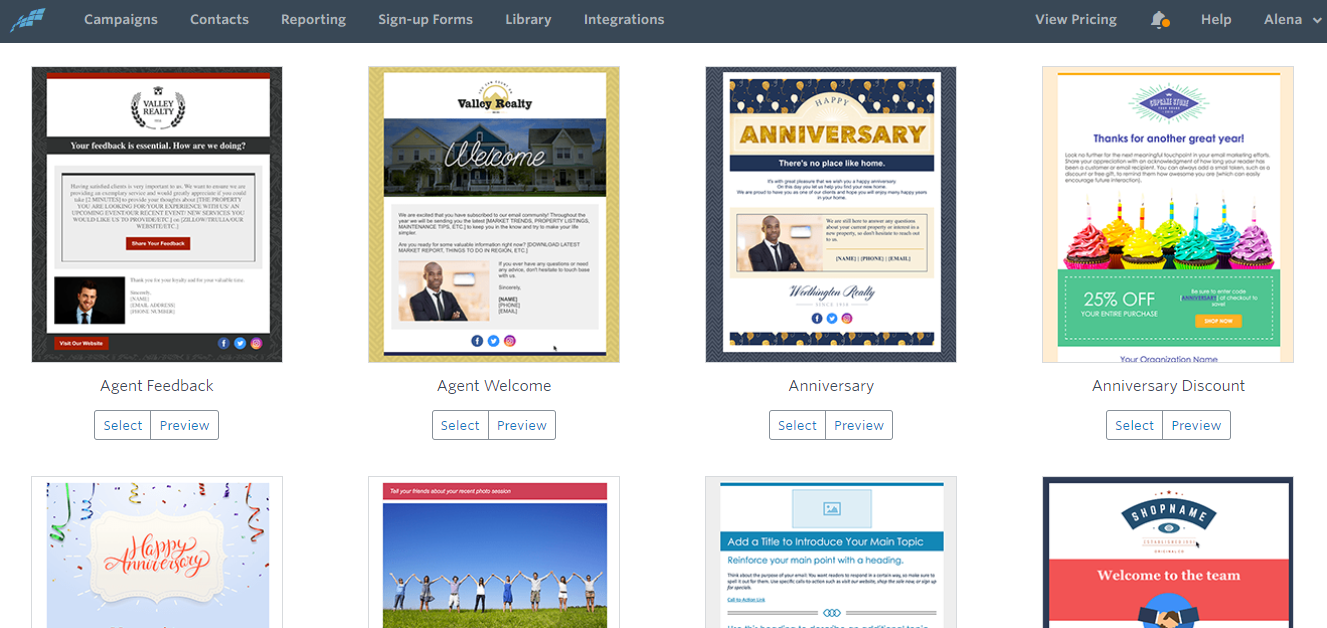 Скриншот (снимок экрана) Constant Contact