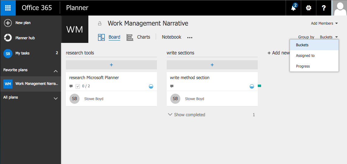 Скриншот (снимок экрана) Microsoft Planner