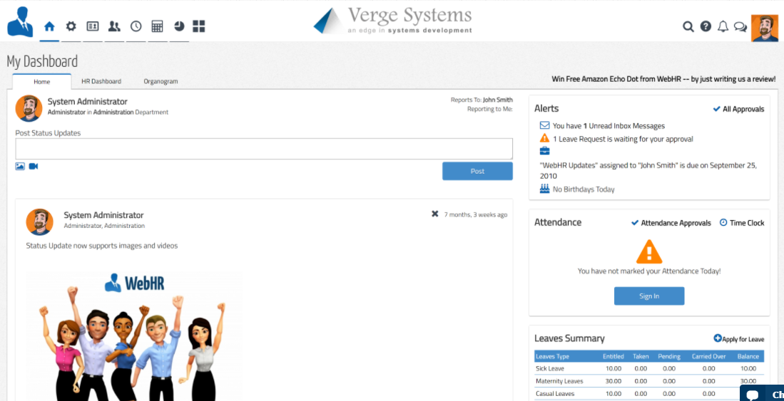 Скриншот (снимок экрана) WebHR