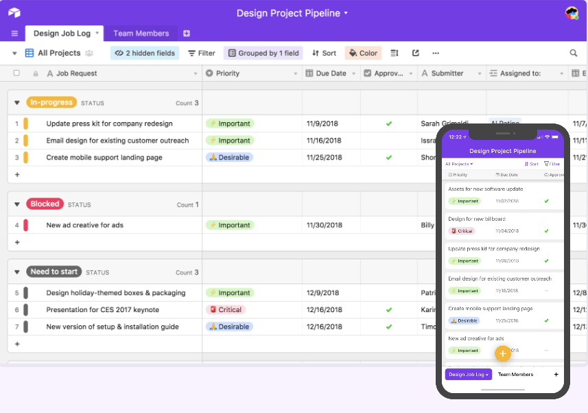 Скриншот (снимок экрана) Airtable