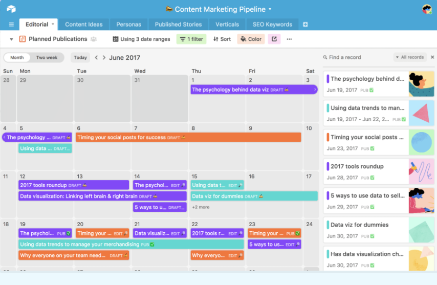 Скриншот (снимок экрана) Airtable