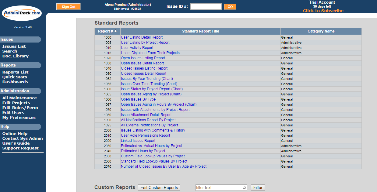 Скриншот (снимок экрана) AdminiTrack
