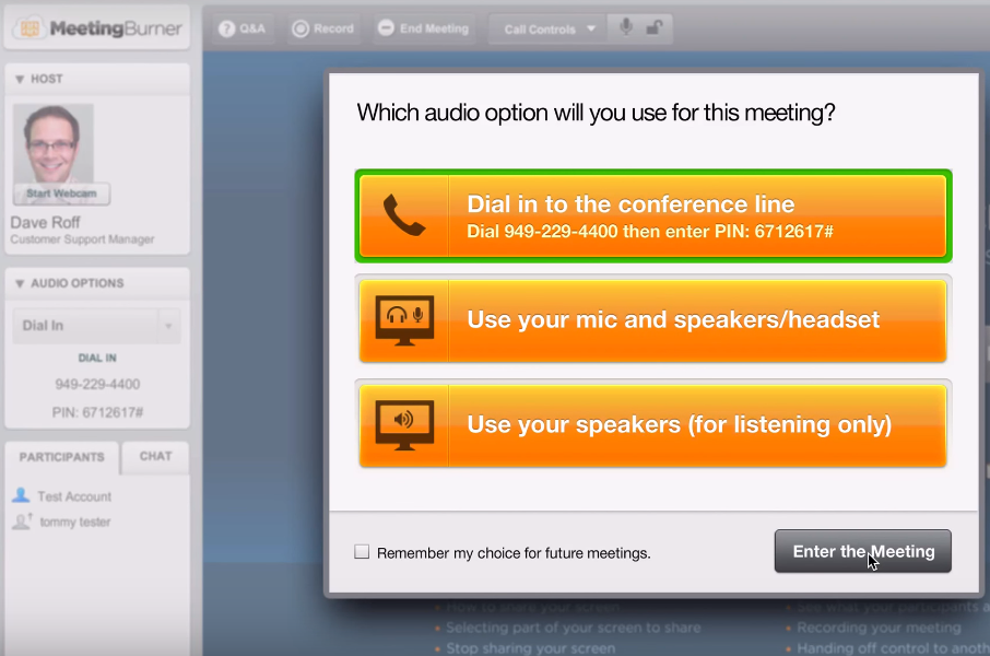 Скриншот (снимок экрана) MeetingBurner