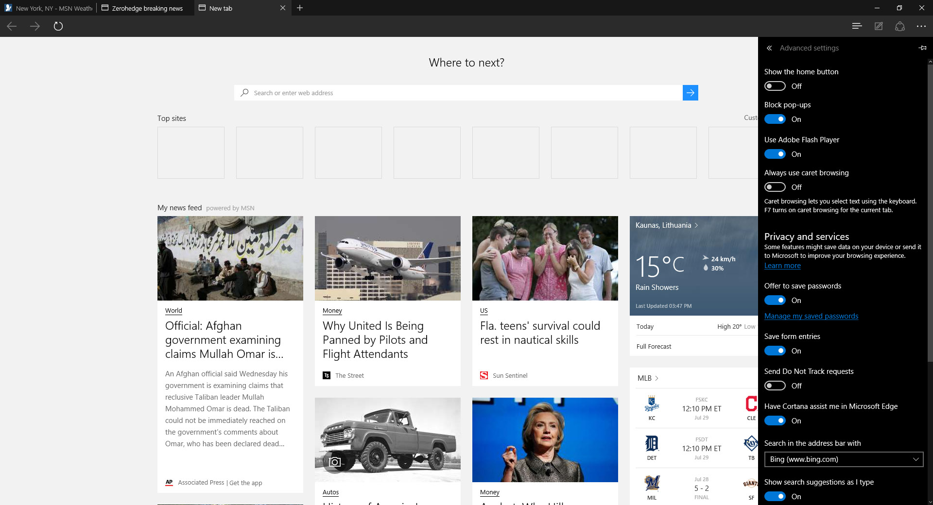 Скриншот (снимок экрана) Microsoft Edge