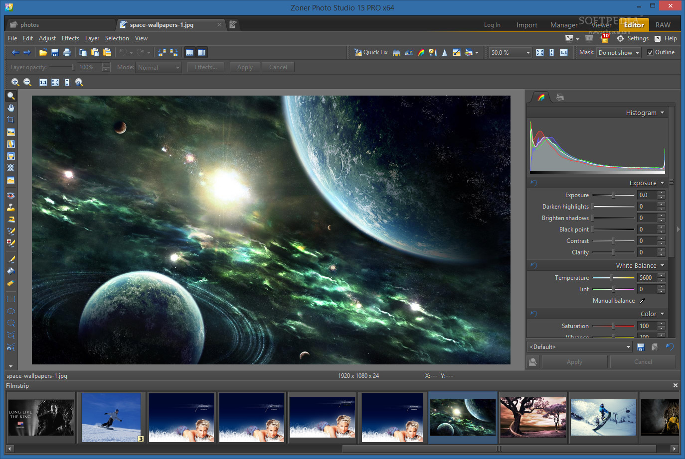 Скриншот (снимок экрана) Zoner Photo Studio X