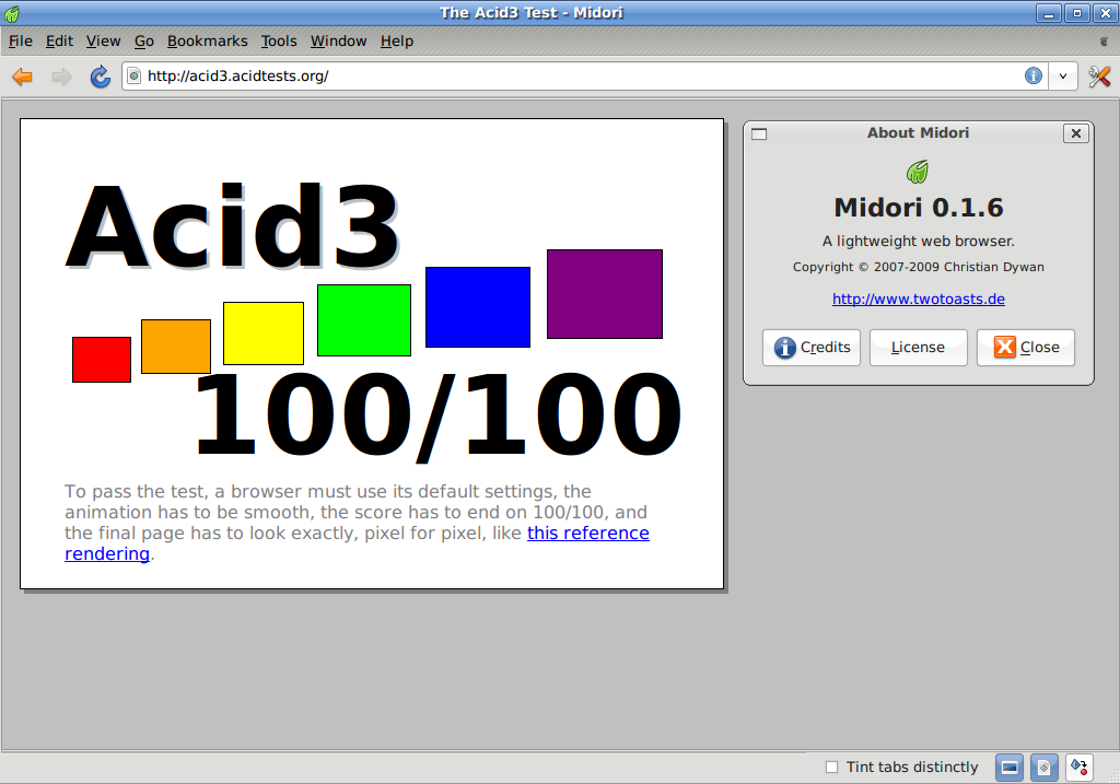 Скриншот (снимок экрана) Midori