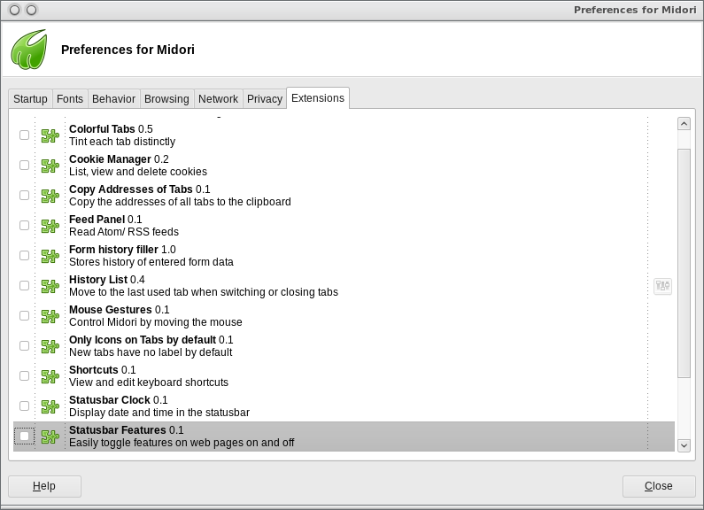 Скриншот (снимок экрана) Midori