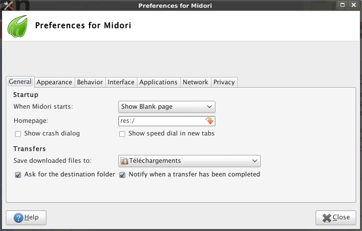 Скриншот (снимок экрана) Midori