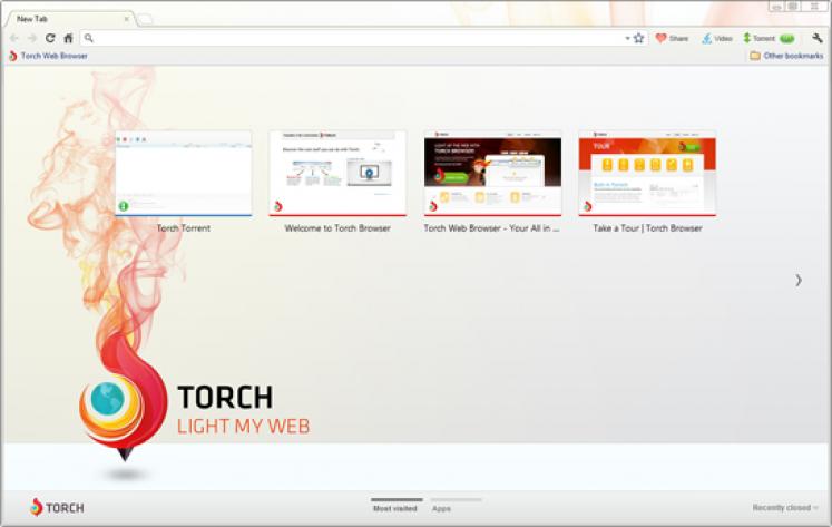 Скриншот (снимок экрана) Torch Browser