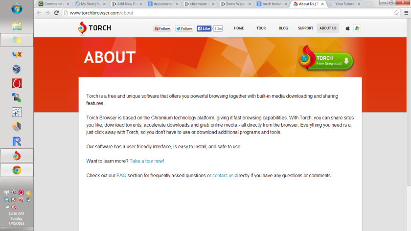 Скриншот (снимок экрана) Torch Browser