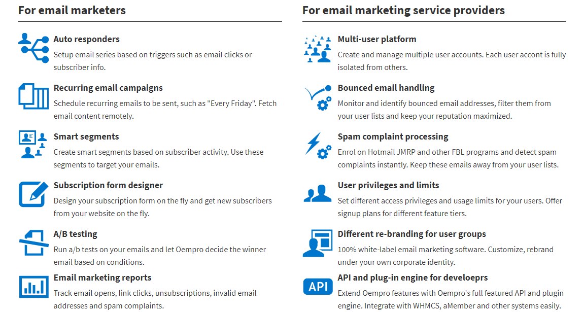 Скриншот (снимок экрана) Oempro