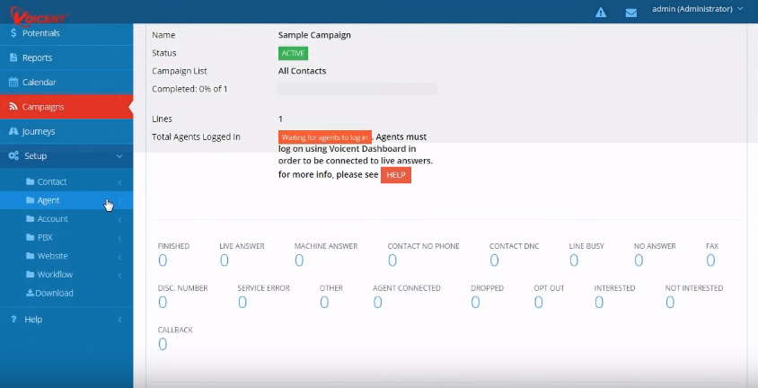 Скриншот (снимок экрана) Voicent Predictive Dialer