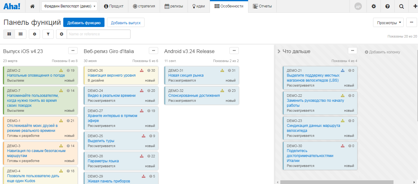 Скриншот (снимок экрана) Aha!