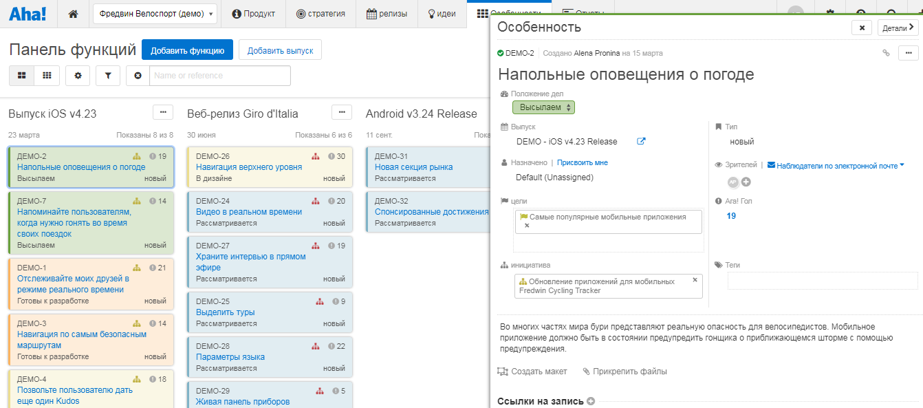 Скриншот (снимок экрана) Aha!