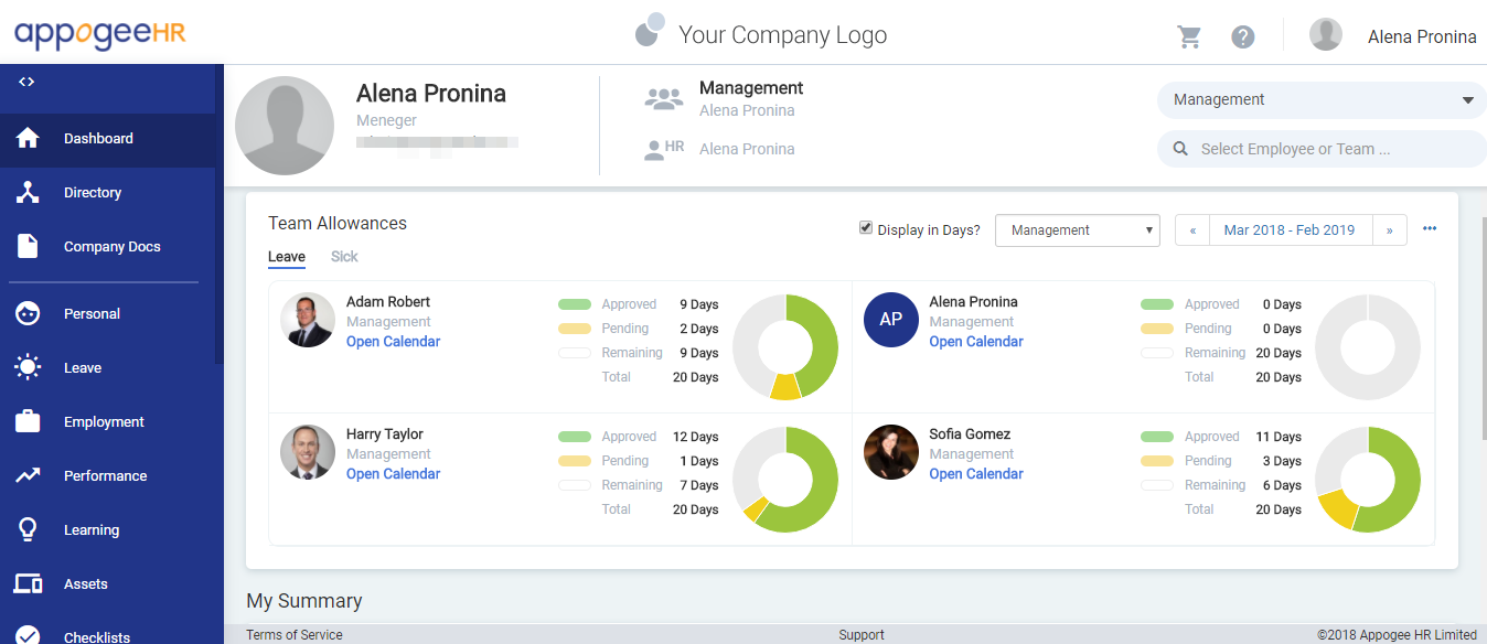 Скриншот (снимок экрана) AppogeeHR