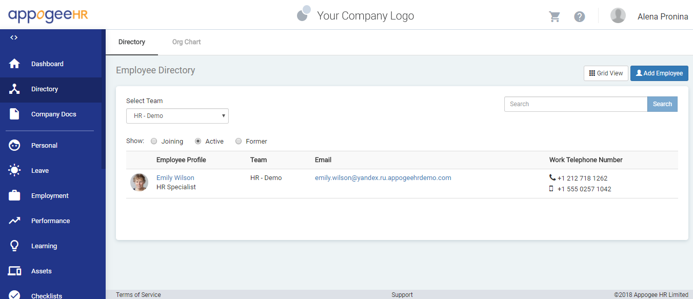 Скриншот (снимок экрана) AppogeeHR