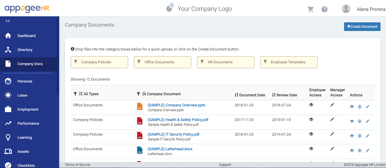 Скриншот (снимок экрана) AppogeeHR