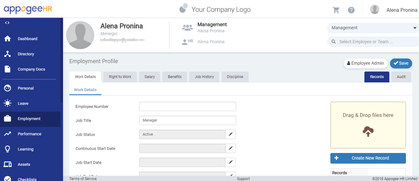 Скриншот (снимок экрана) AppogeeHR